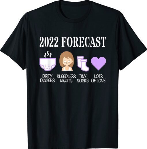 2022 Forecast Expectant Mother Father Baby Announcement Shirt
