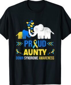 Proud Aunty Down Syndrome Awareness Blue Yellow Ribbon Shirt