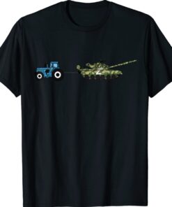 Tractor Pulling a Tank Funny Graphic Design Shirt