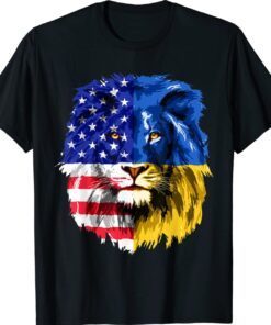 I Stand With Ukraine American USA Flag Support Ukrainian Shirt