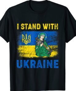 I Stand With Ukraine Saint Javelin Ukrainian Flag Shirt