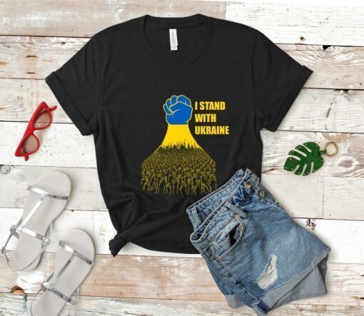 Support Ukraine Flag With Hand Shirt Stop War Support Ukraine Anti Putin Shirt