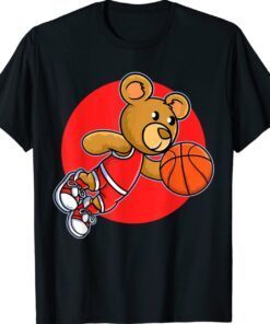 Red Teddy Bear Playing Basketball Sport Shirt