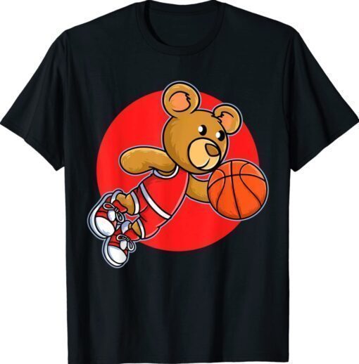 Red Teddy Bear Playing Basketball Sport Shirt