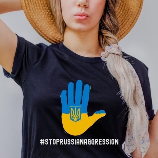 Stop Russian Aggression Flag With Hand Shirt