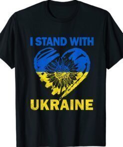 I Stand With Ukraine Flag Sunflower Heart Shirt