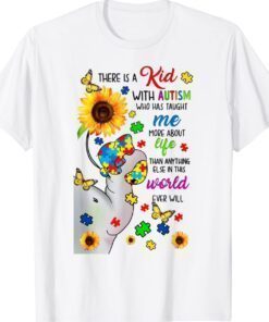 There Is A Kid With Autism Elephant Mom Autism Child Kids Shirt