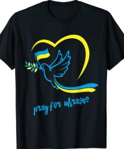 Pray For Ukraine Peace Dove Pigeon Love Flag Heart Shirt