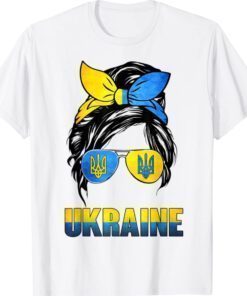 Ukraine Messy Bun Wearing Ukraine Flag Glasses Shirt