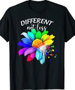 Different Not Less Sunflower Autism Puzzle Awareness Month Shirt