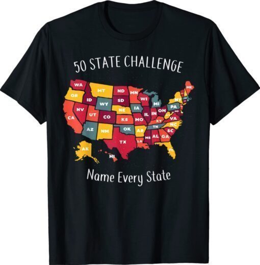 50 State Challenge Name Every US State Shirt