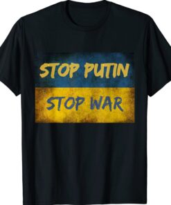 Stop Putin Stop War I Stand With Ukraine Ukrainian Flag Vintage TShirt