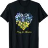 Sunflower Wildflower Blue and Yellow Floral Ukraine heart T-Shirt