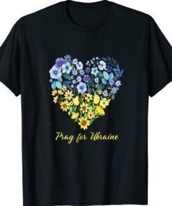 Sunflower Wildflower Blue and Yellow Floral Ukraine heart T-Shirt
