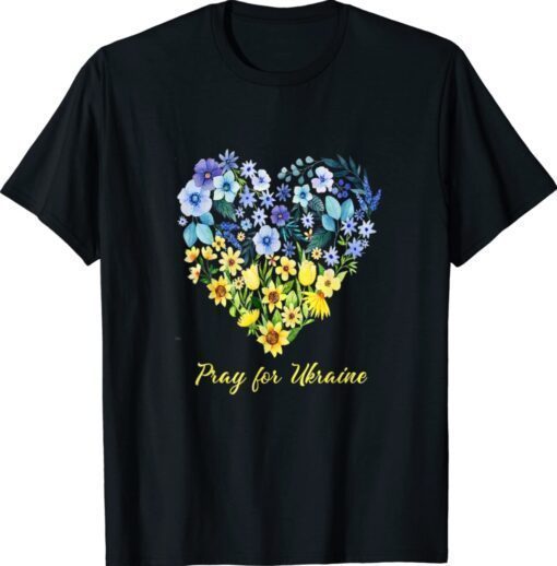 Sunflower Wildflower Blue and Yellow Floral Ukraine heart T-Shirt