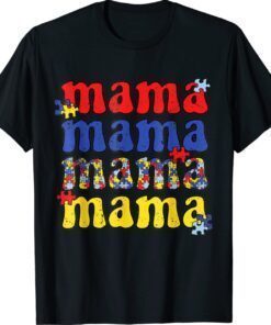 Autism Awareness Mama Vintage Puzzle Piece Autistic Mom Shirt
