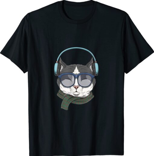 Cat wears headphones illustration Shirt