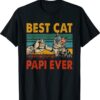 Vintage Retro Best Cat Papi Ever Funny Dad Cat Lover Shirt