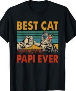 Vintage Retro Best Cat Papi Ever Funny Dad Cat Lover Shirt