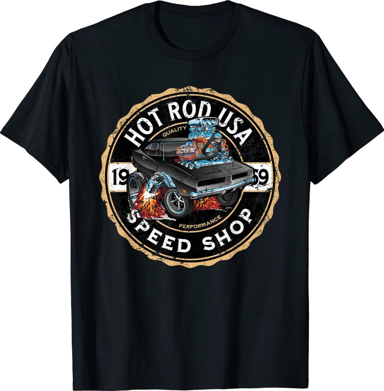 Hot Rod USA Classic Muscle Car Cartoon Shirt - ShirtsMango Office