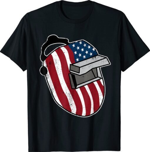 Welding Mask American Flag Vintage Patriotic Welder T-Shirt