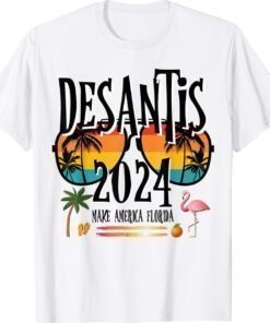 DeSantis 2024 Election Retro Sunglasses Flamingo Orange 24 Shirt