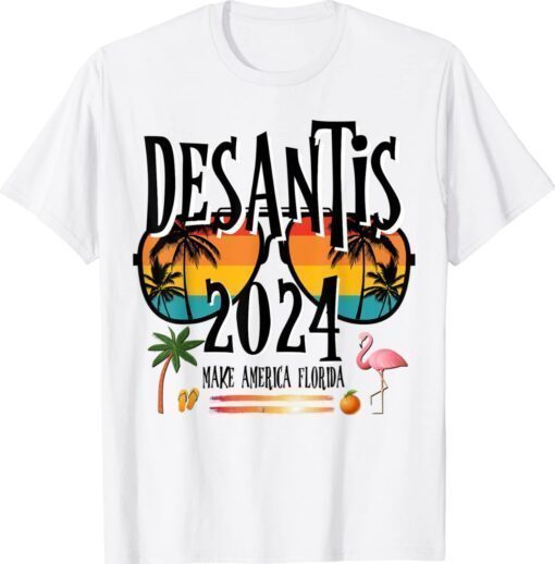 DeSantis 2024 Election Retro Sunglasses Flamingo Orange 24 Shirt