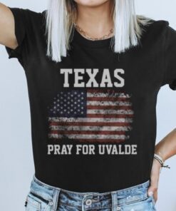 Pray For Texas Uvalde Strong US Flag Shirt