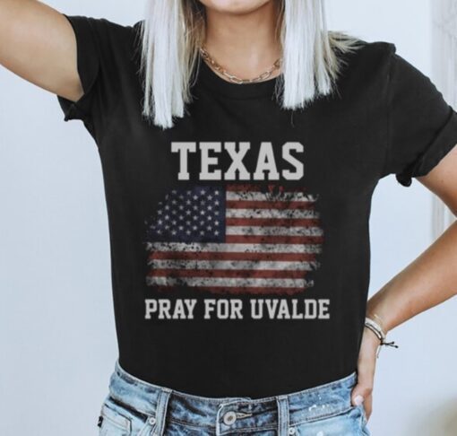 Pray For Texas Uvalde Strong US Flag Shirt