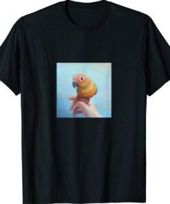 Cute Sun Conure Perching on Your Hand Shirt