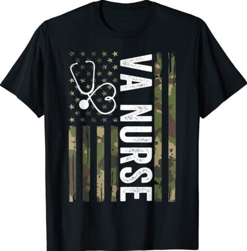 VA Nurse Camouflage American Flag Patriotic Nurse Week 2022 Shirt