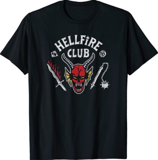 Stranger Things 4 Hellfire Club Skull and Weapons Shirt