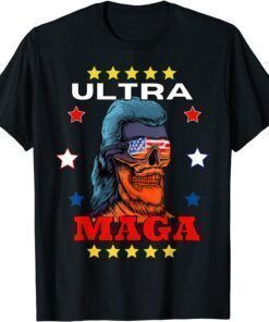 Ultra MAGA 2024 Pro Trump American Mullet Skull Flag Shirt