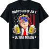 Ultra Maga Proud Pro Trump Happy 4th Of July US Flag Shirt