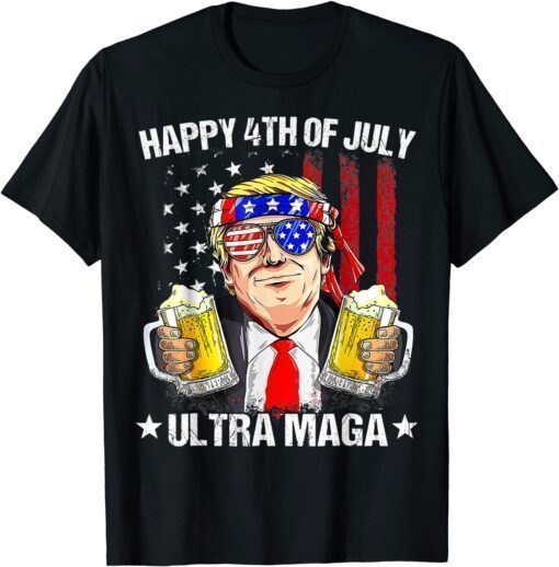 Ultra Maga Proud Pro Trump Happy 4th Of July US Flag Shirt