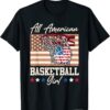 All American Basketball Girl 4th Of July Red White Blue Flag Shirt