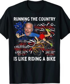 American Flag Biden Bike Bicycle Running Fireworks Shirt