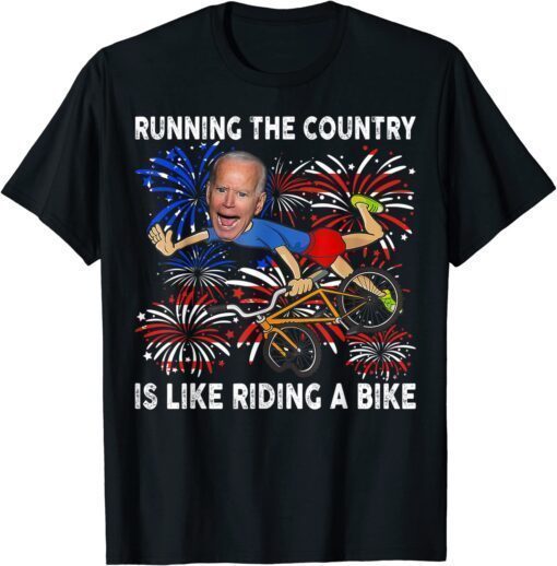 American Flag Biden Bike Bicycle Running Fireworks Shirt