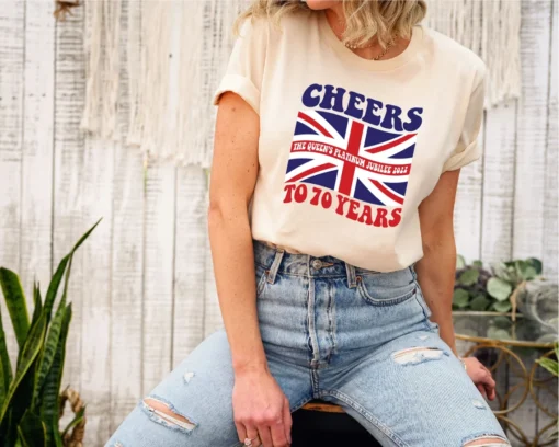 Cheers to 70 Years Union Jack Queen Shirt