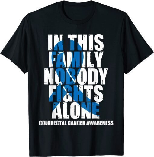 Dark Blue Ribbon Family Colorectal Cancer Awareness Shirt