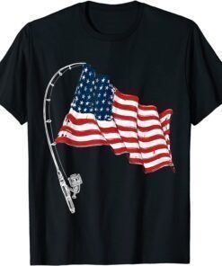 Fishing American Flag Fisherman Patriotic Day 4th Of July T-Shirt