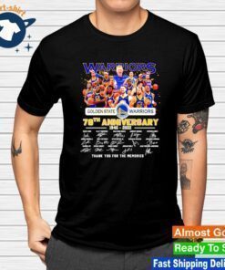 Golden State Warriors 76th anniversary 1946 2022 thank you for the memories signatures shirt