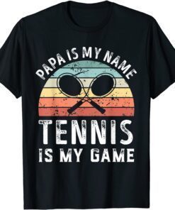 Retro Papa Tennis is my Game Sunset Father's Day Dad Shirt