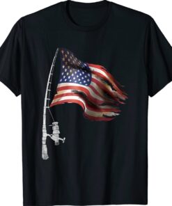 Fishing American Flag Fisherman Patriotic day 4th of July Shirt