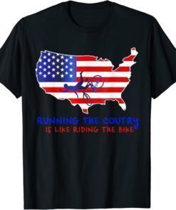 Running The Country Is Like Riding A Bike US Flag Biden Fall T-Shirt