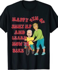 Funny Trump Teaching Biden To Bike Happy 4Th Of July Funny T-Shirt