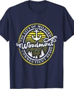 Woodmont Milford Connecticut 06460 Retro Distressed Anchor T-Shirt