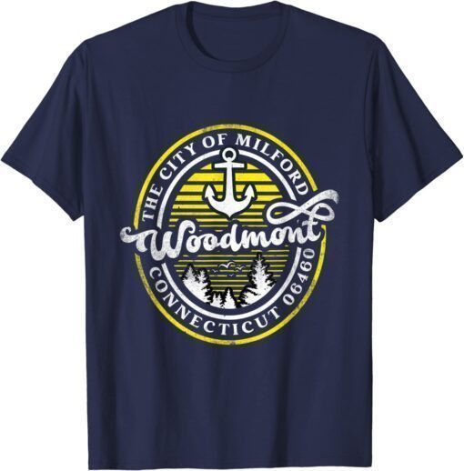 Woodmont Milford Connecticut 06460 Retro Distressed Anchor T-Shirt