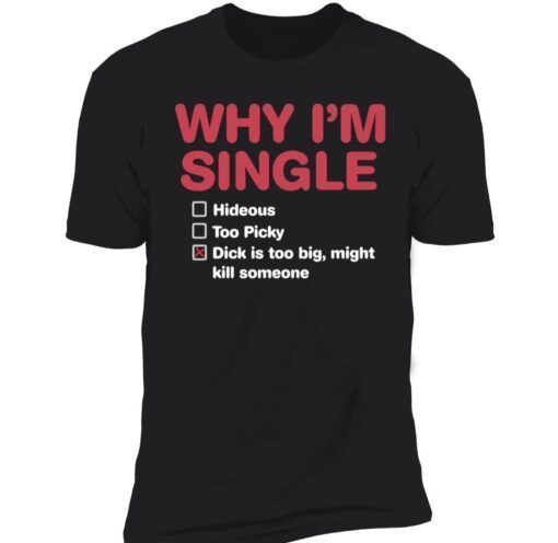 Why I’m single dick is too big might kill someone t-shirt