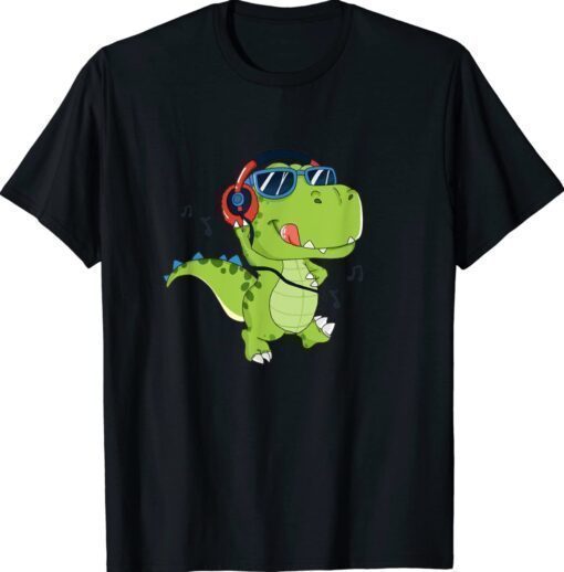 Tyrannosaurus Rex Dinosaur Headphones Shirt